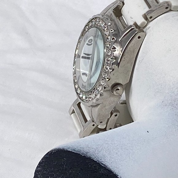 Watch Louis Arden Quartz Analog Wristwatch Metal Link Bracelet Band Rhinestone B - Picture 5 of 6